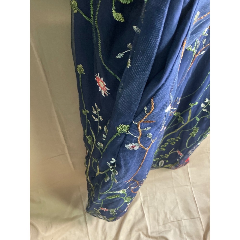 BloomChic Navy Blue Floral Butterfly Embroidered Mesh Maxi Dress Womens Plus 26 - Picture 12 of 15